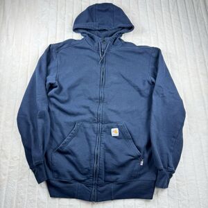 Carhartt FR Hoodie Men's Medium Tall Navy Full Zip Flame Resistant Sweatshirt
